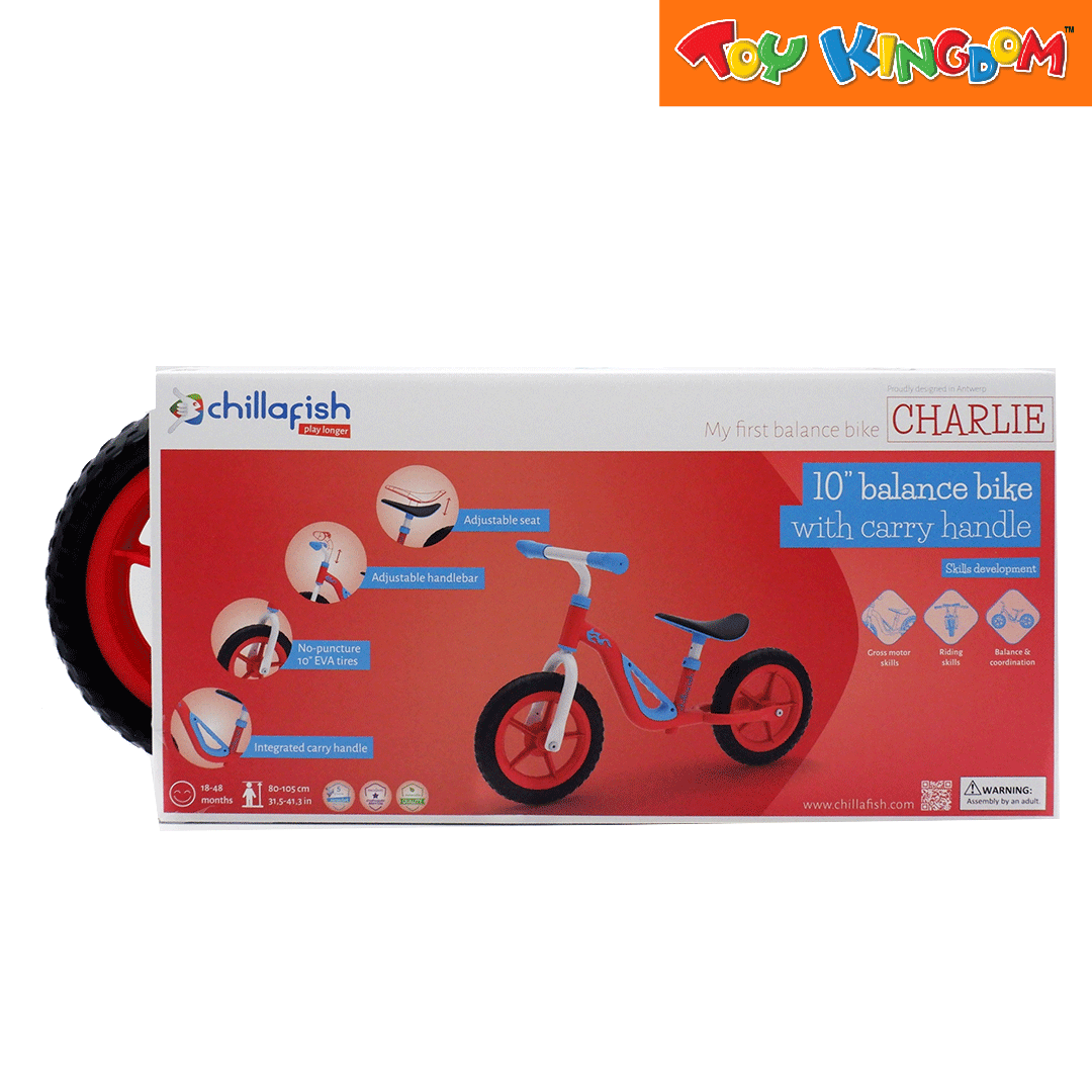 Chillafish Charlie Red 10 inch Balance Bike with Carry Handle