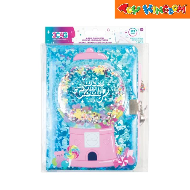 Make It Real Bubble Gum Glitter Locking Journal with Pen