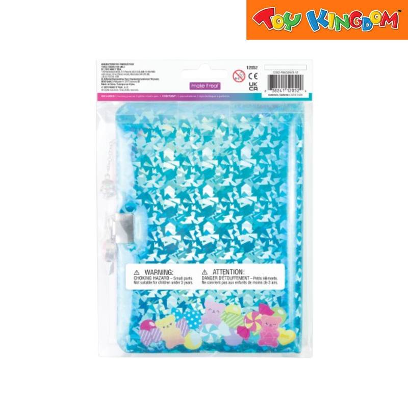 Make It Real Bubble Gum Glitter Locking Journal with Pen