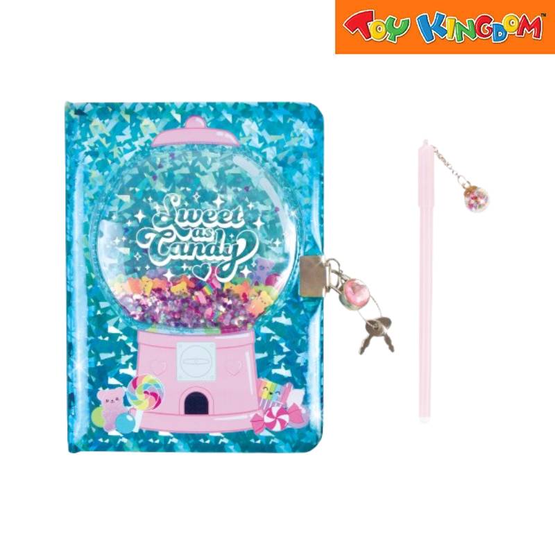 Make It Real Bubble Gum Glitter Locking Journal with Pen