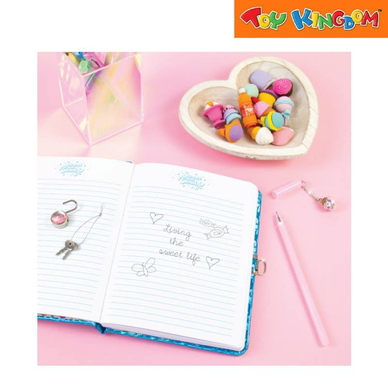 Make It Real Bubble Gum Glitter Locking Journal with Pen