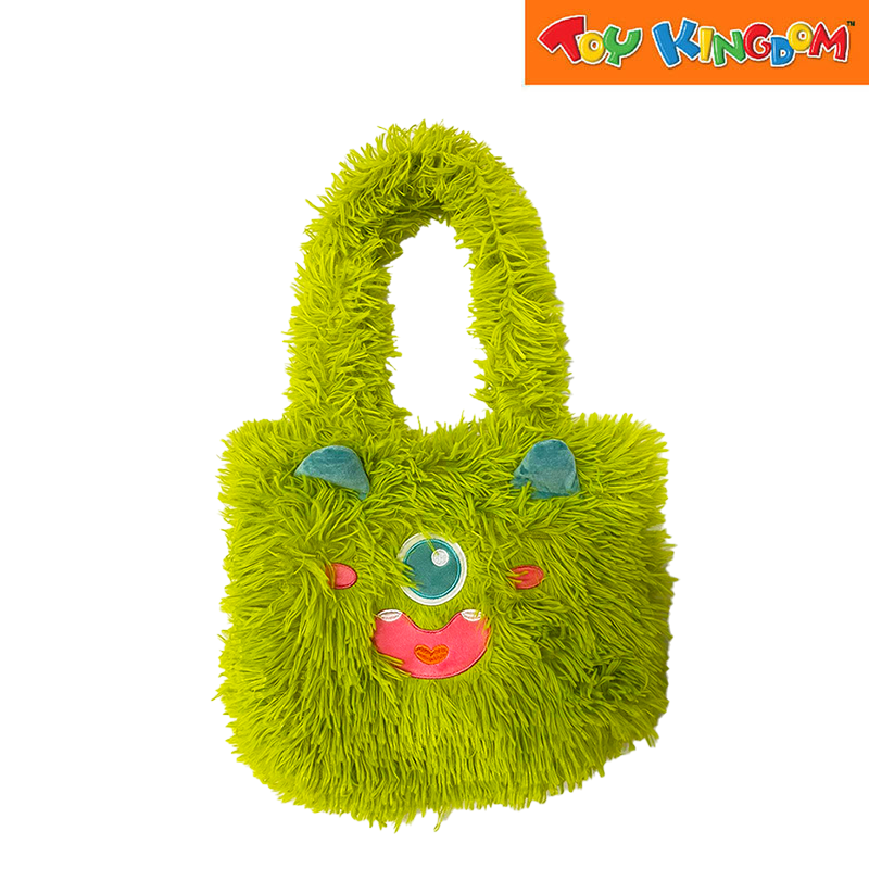 Fluffy Monster Bag Green 12.5 inch Plush