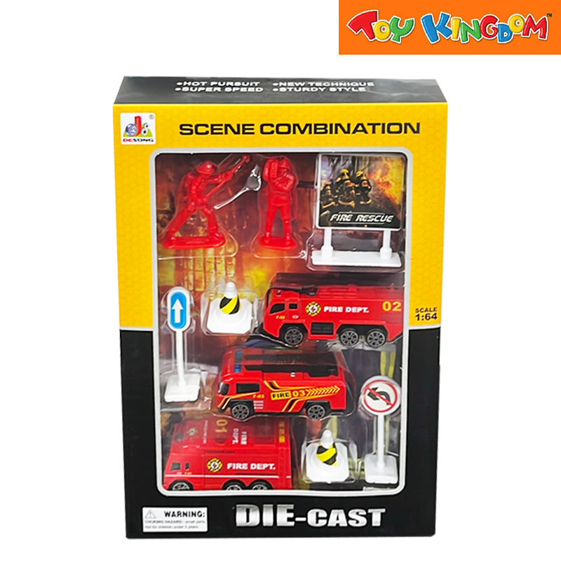 Scene Combination Fire Rescue 1:64 Scale Die-Cast Playset