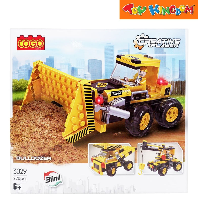 Cogo 3029 Creative Player Bulldozer 220 pcs 3-in-1 Building Blocks