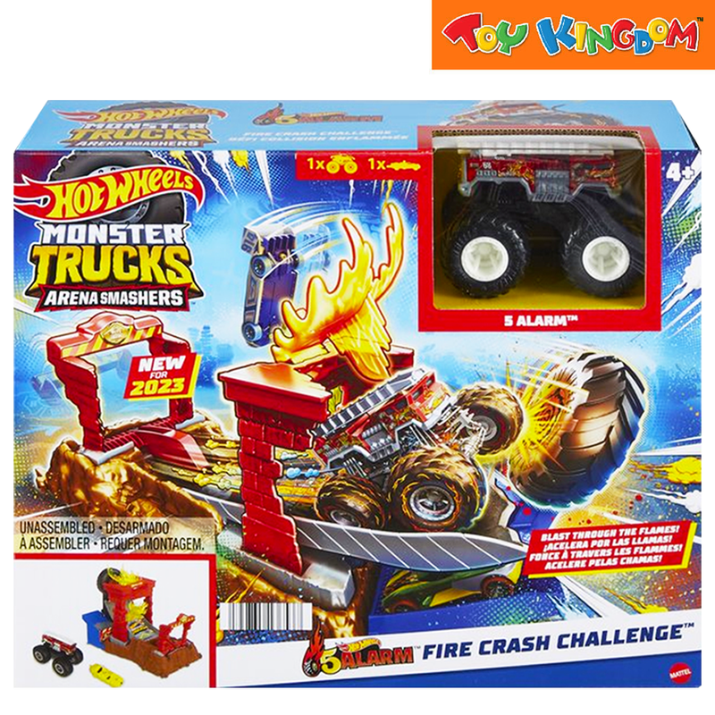 Hot Wheels Monster Trucks Arena World Entry Challenge 5 Alarm Smash Playset