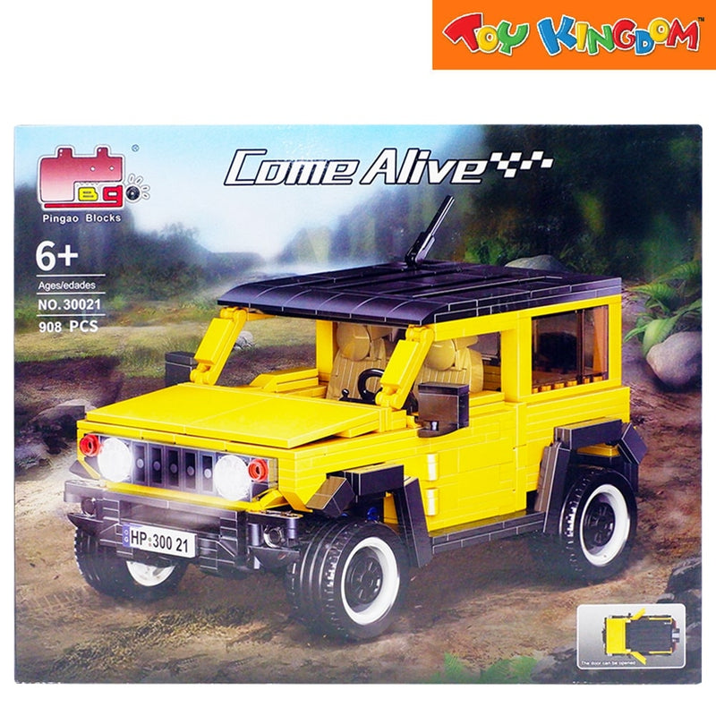 Pingao Blocks Come Alive Yellow 908 pcs Vehicle Building Set