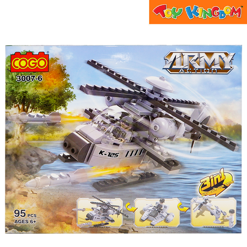 Cogo 3007 6 Army Action Helicopter 95 Pcs Blocks