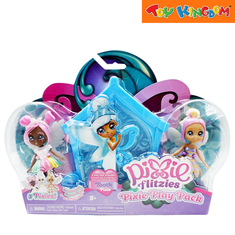 Pixie Flitzies Tooth Pixie 3 Dolls Multipack with House