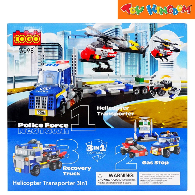 Cogo 3098 Helicopter Transporter Police Force Neotown 249 Pcs Blocks