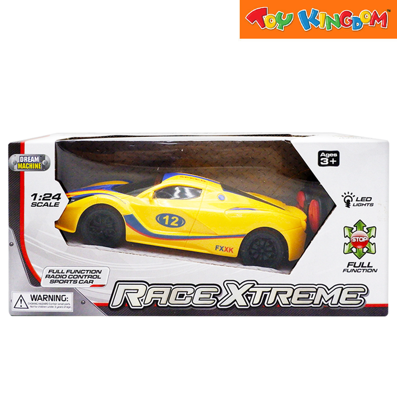 Dream Machine 1:24 Race Extreme Yellow Remote Control Car