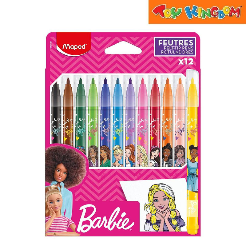 Maped Barbie 12pcs Felt-Tip Pens Washable