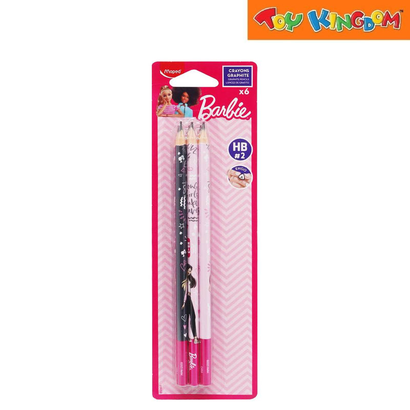 Maped Barbie 6pcs Graphite Pencils With Eraser