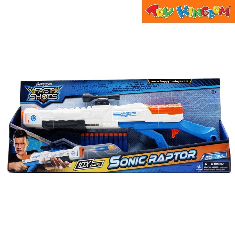 Happy Line Fast Shots Sonic Raptor Foam Launcher Set 10 Foam Darts Blaster Toy