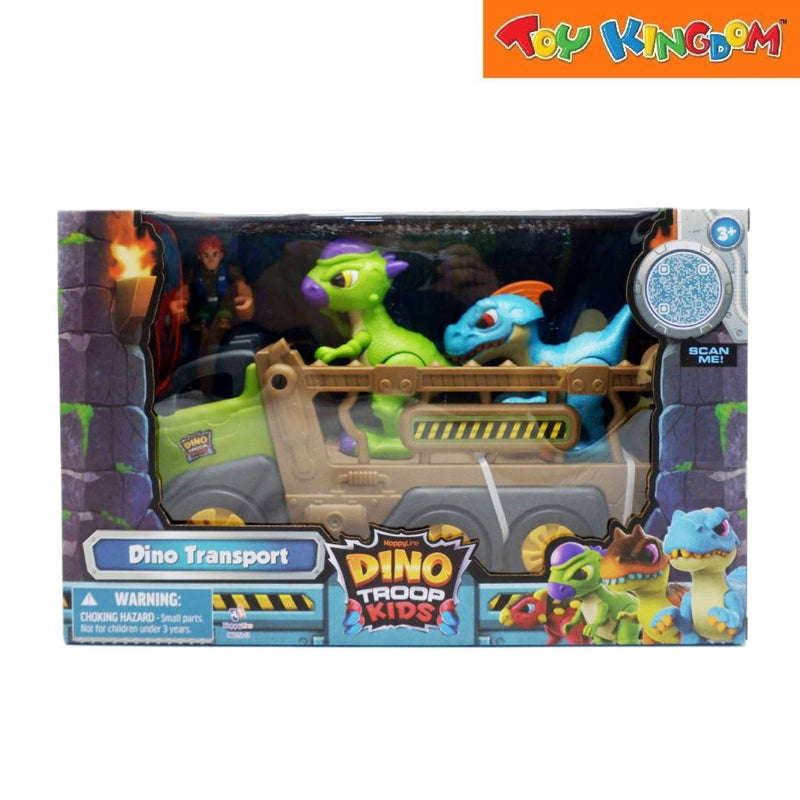 Happy Line Dino Troop Kids Pachyceplalosaurus And Raptor Transport Action Figure