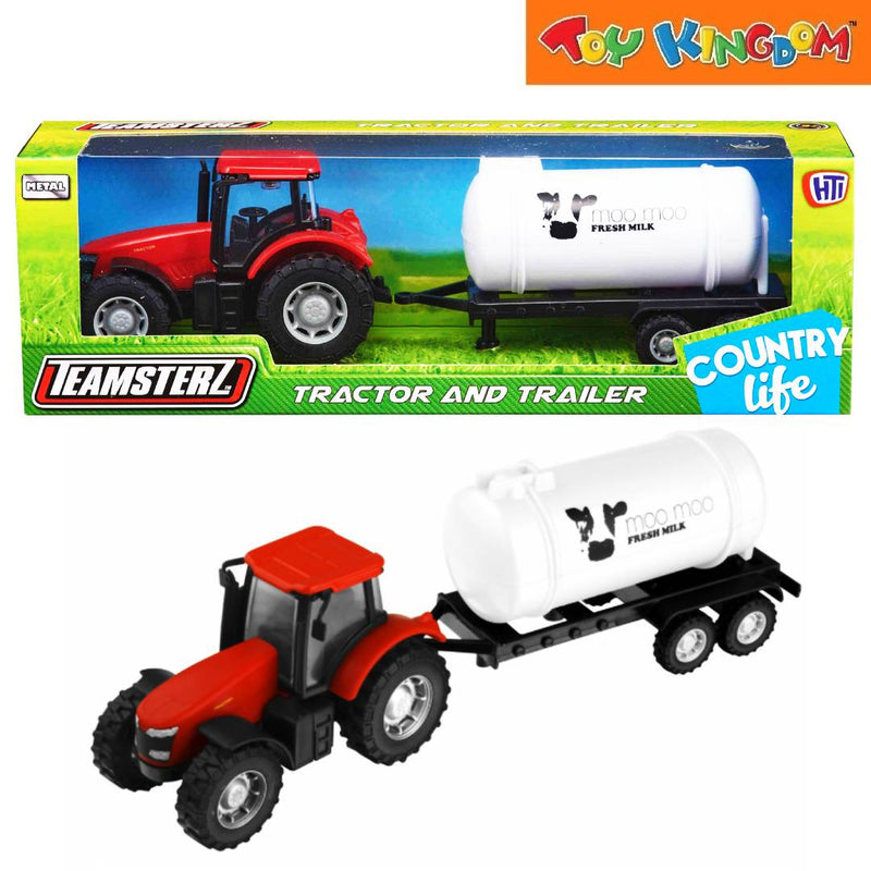 Teamsterz Country Life Tractor And Trailer Red Die-cast