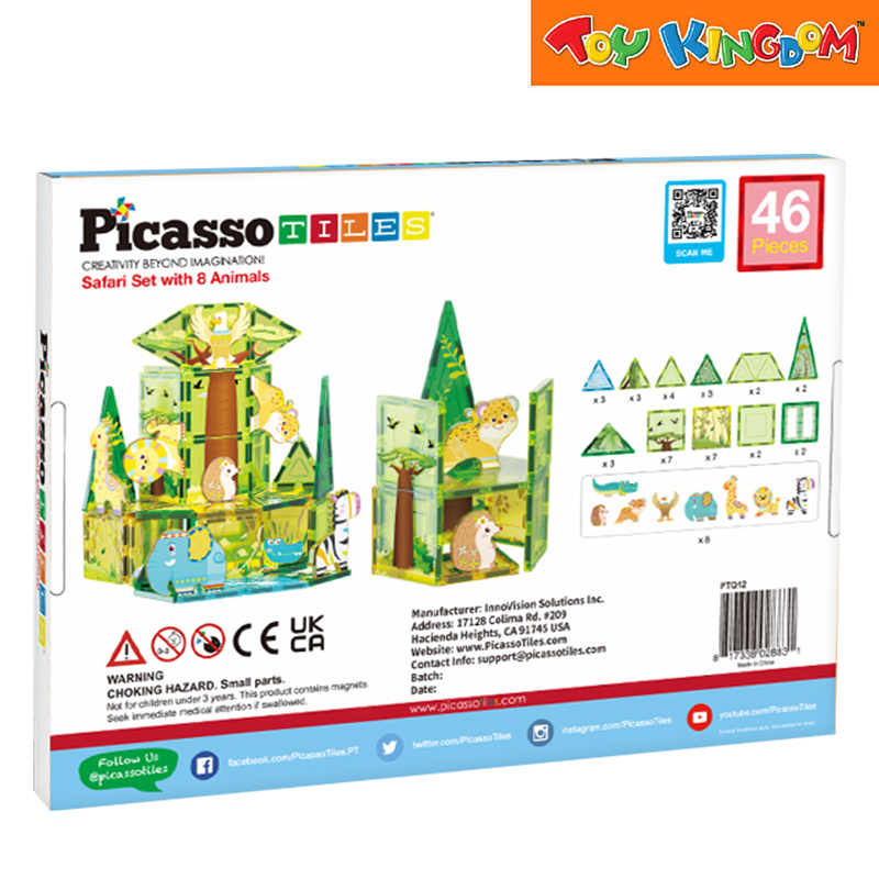 Picasso Tiles 46pcs Safari Set With 8 Animals