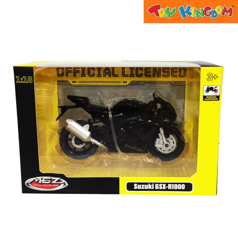 Metal Speed Zone Official Licensed 1:18 Suzuki GSX-R1000 Black Die-cast