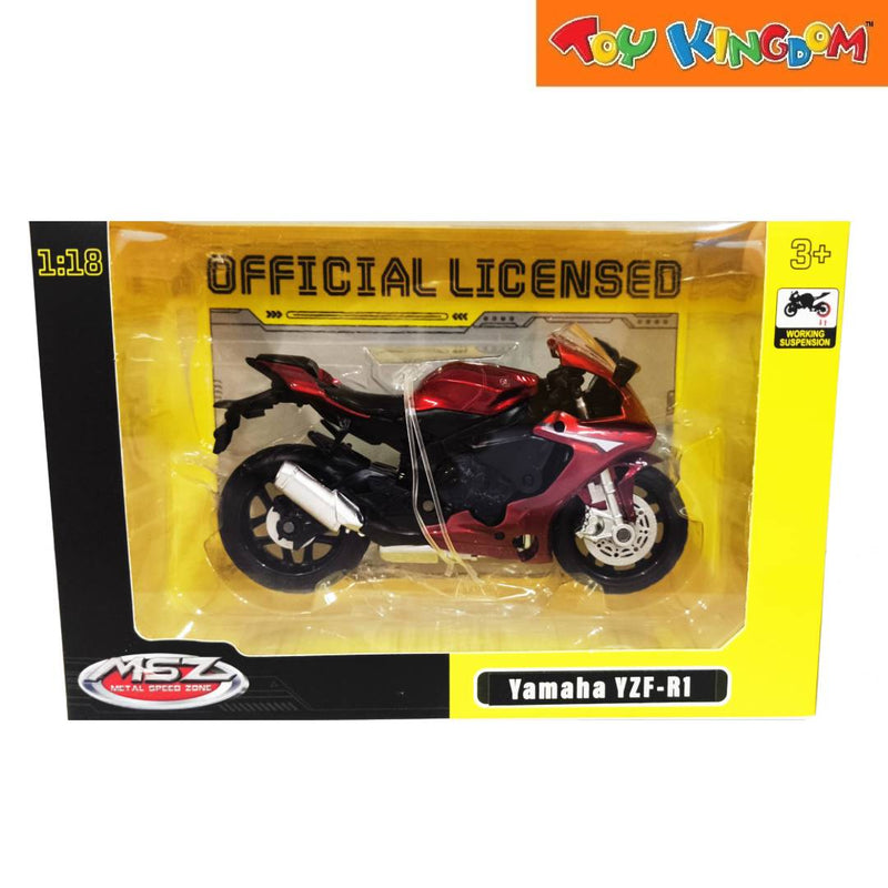 Metal Speed Zone Official Licensed 1:18 Yamaha YZF-R1 Red Die-cast