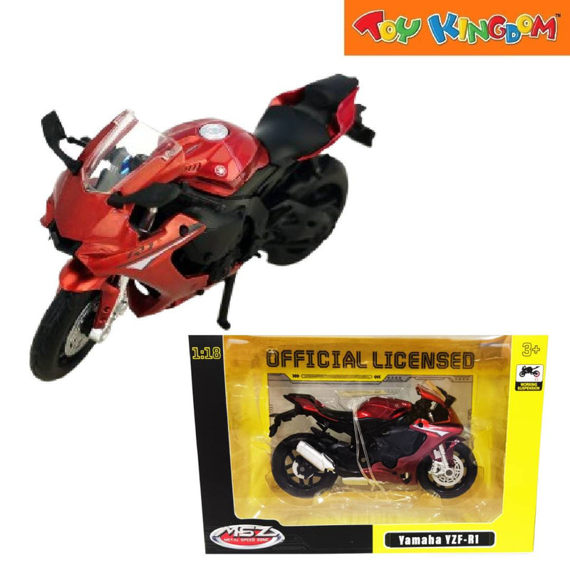 Metal Speed Zone Official Licensed 1:18 Yamaha YZF-R1 Red Die-cast