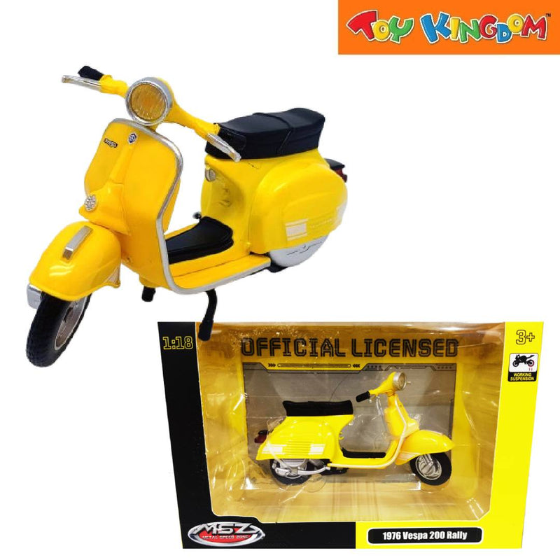 Metal Speed Zone Official Licensed 1:18 1976 Vespa 200 Rally Yellow Die-cast