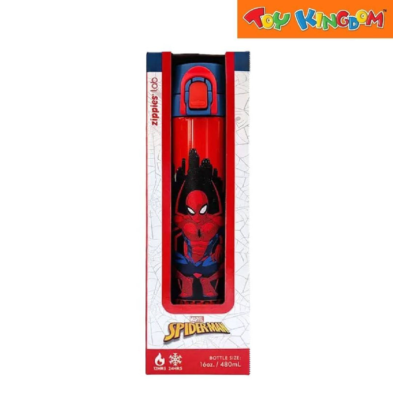 Zippies Lab Marvel Spider-Man Protector of New York Red Flip-Top Insulated Water Bottle