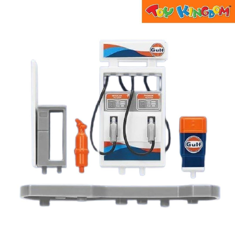 Metal Speed Zone Gulf Oil Gas Station Blue Assembly Playset