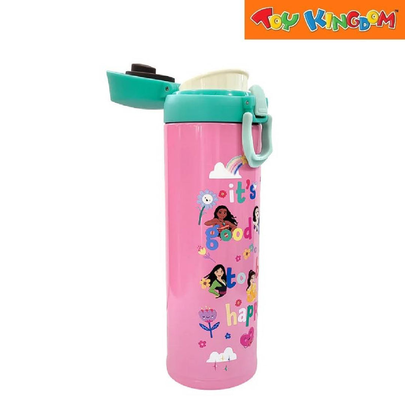 Zippies Lab Disney Princess It's A Good Day To be Happy Pink Flip-Top Insulated Water Bottle