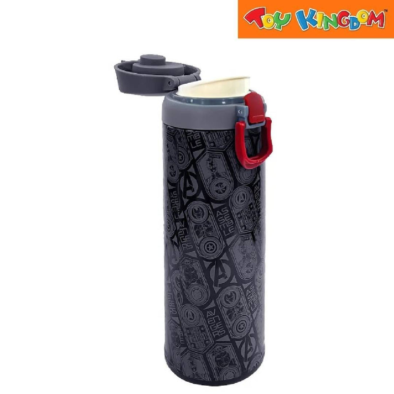 Zippies Lab Marvel Avengers Icons Black Flip-Top Insulated Water Bottle