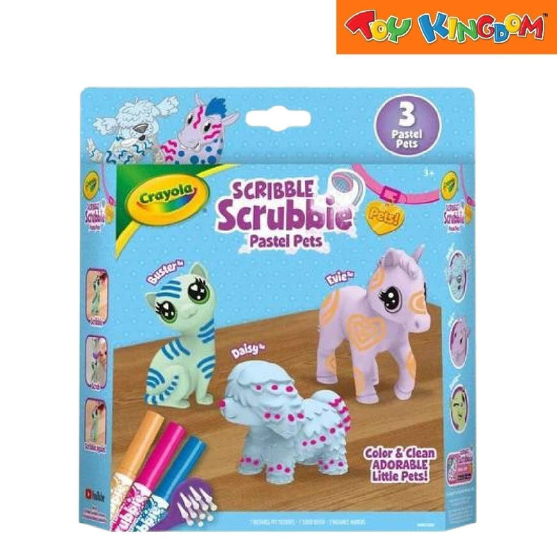 Crayola Scribble Scrubbie Pastel Pets 3pcs Color & Clean Adorable Little Pets