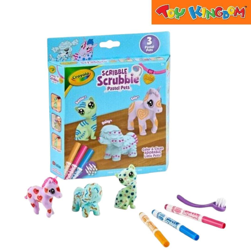 Crayola Scribble Scrubbie Pastel Pets 3pcs Color & Clean Adorable Little Pets