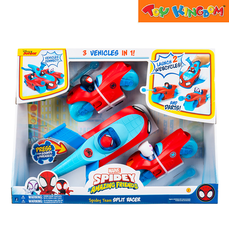 Disney Junior Marvel Spidey And His Amazing Friends Spidey Team Split Racer 3pcs Vehicle