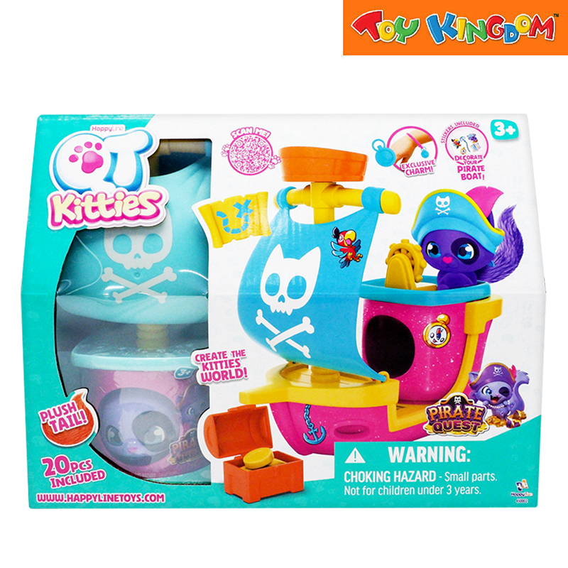 Happy Line QT Kitties Pirate Quest Boat Playset