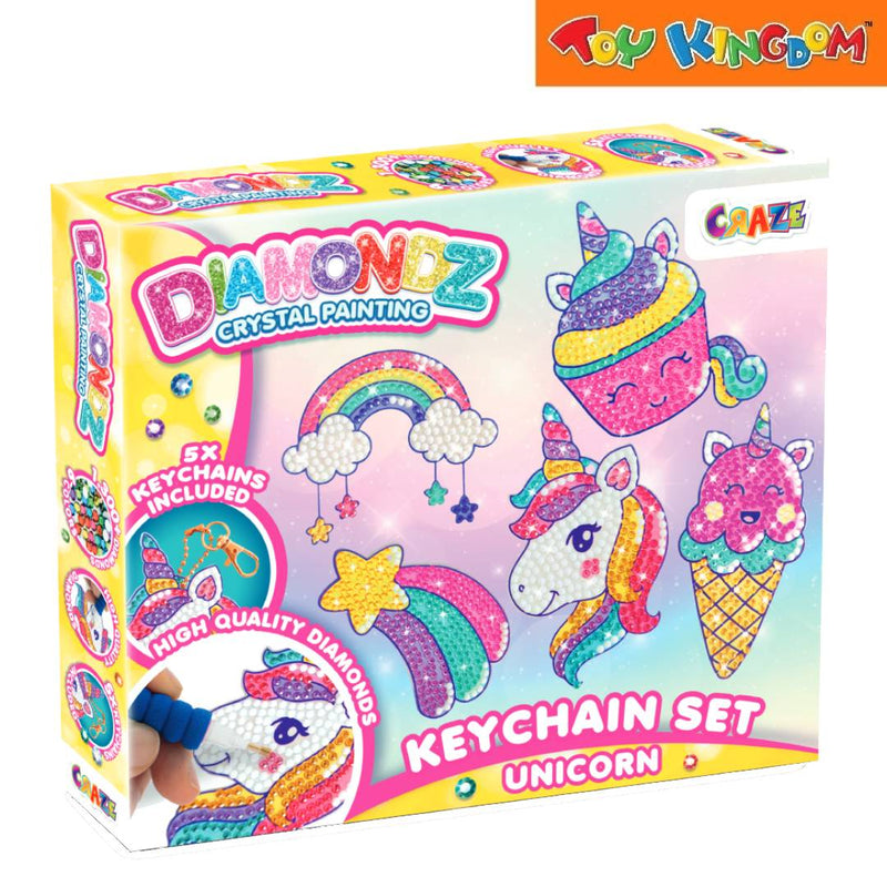 Craze Toys Diamondz Crystal Painting Unicorn Keychain Set