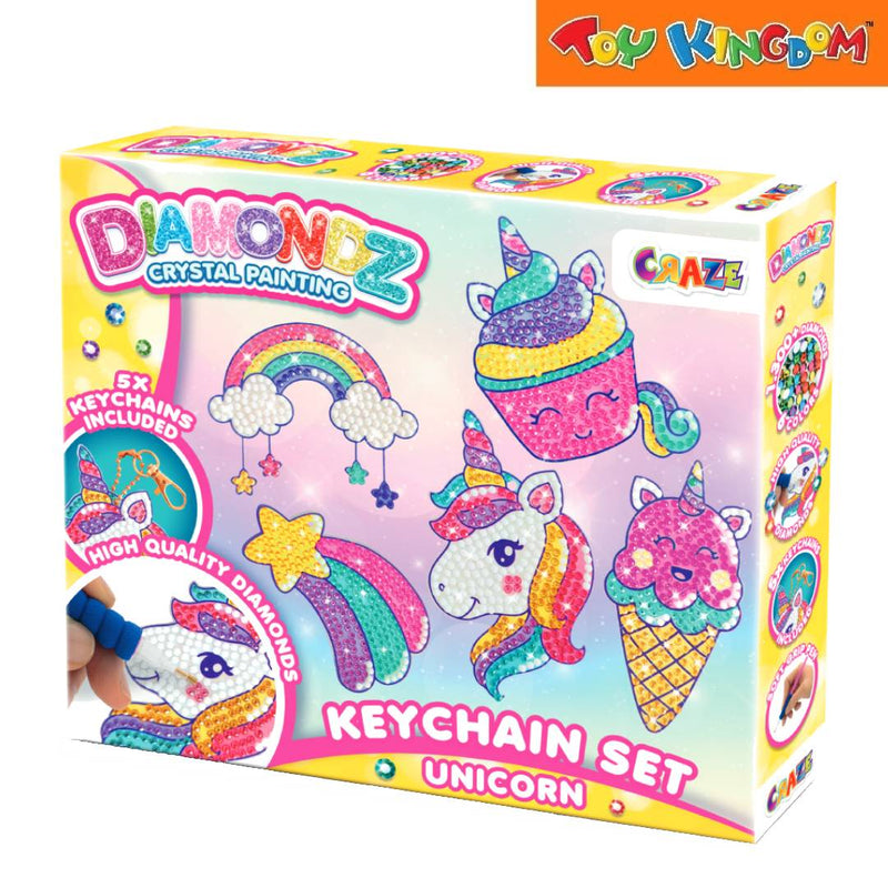 Craze Toys Diamondz Crystal Painting Unicorn Keychain Set