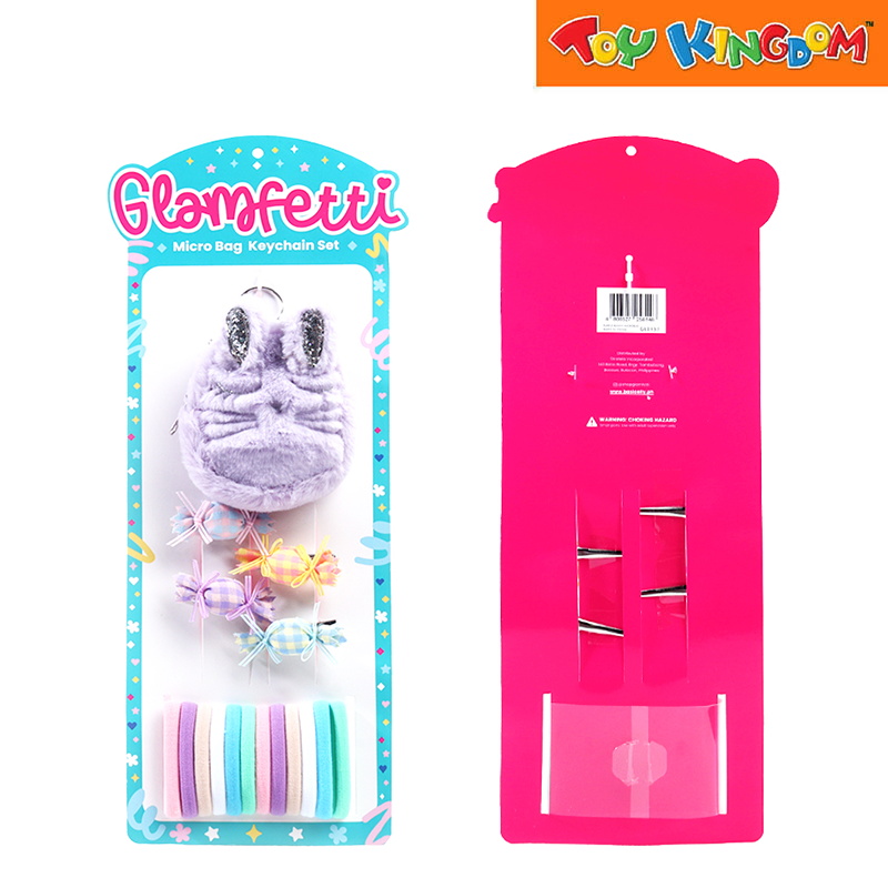 Glamfetti Purple Plush Bunny Microbag Keychain With Hair Accessories Set