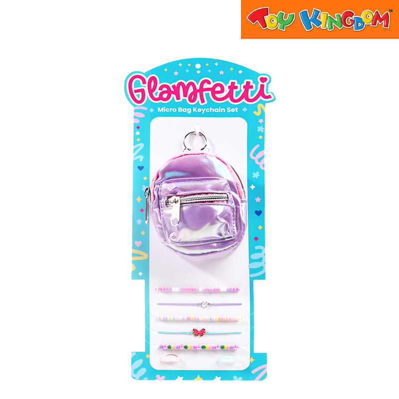 Glamfetti Purple Iridescent Microbag Keychain With Hair Accessories Set