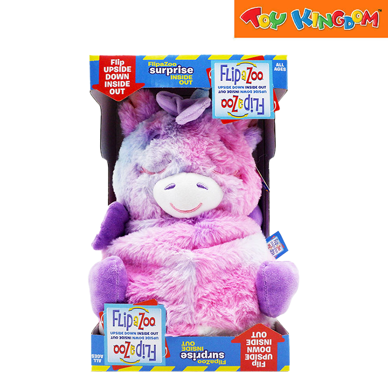 FlipaZoo Surprise Inside Out Rainbow Unicorn Flips To Pink Cat Plush