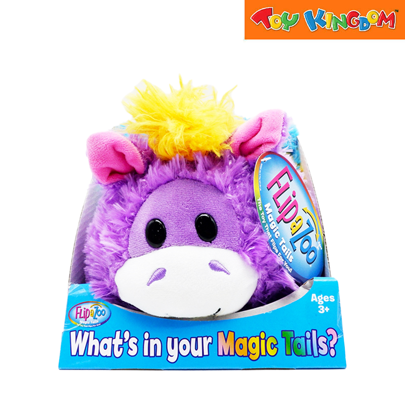 FlipaZoo Magic Tails Blue Dragon Flips To Purple Unicorn Plush