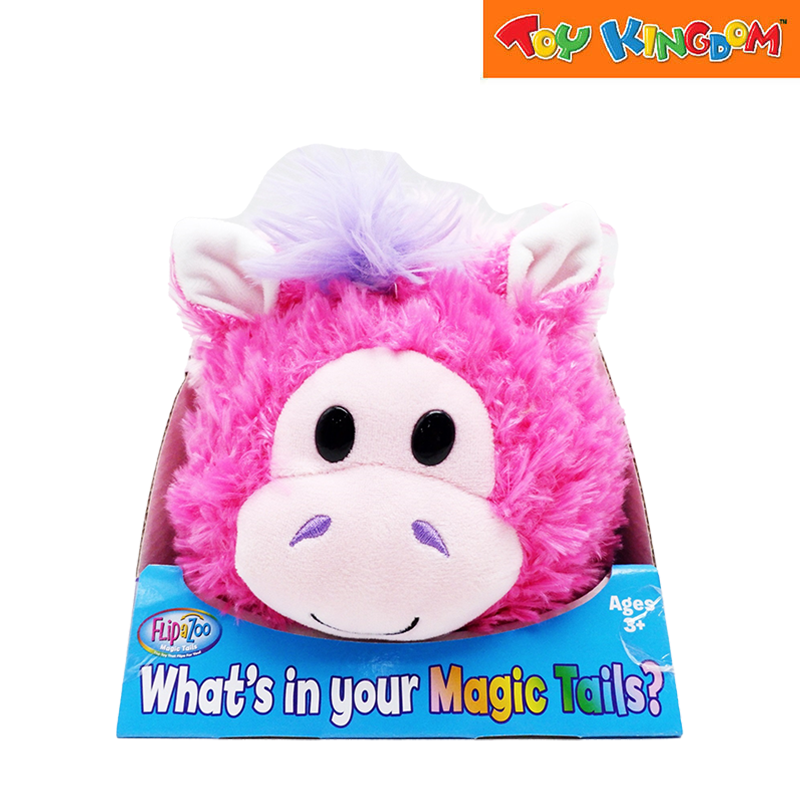 FlipaZoo Magic Tails Pink Unicorn Flips To White Cat Plush