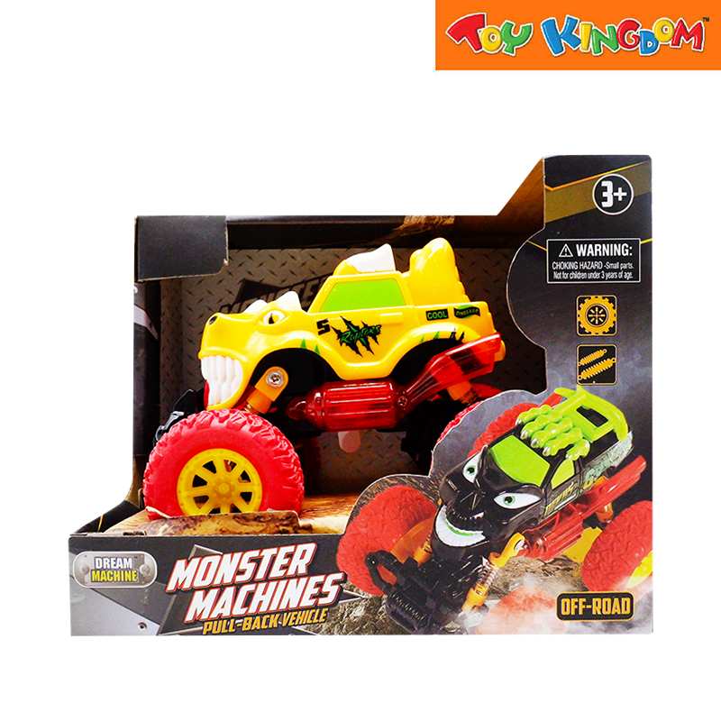 Dream Machine 90180 2 Off Road Monster Machines Pull Back Raptors Yellow Die-cast