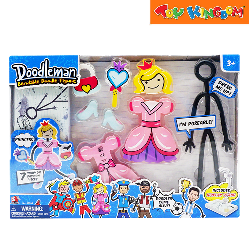 Playmind Doodleman Dress Me Up Princess Bendable Doodle Figure