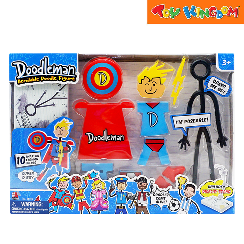 Playmind Doodleman Dress Me Up Super D Boy Bendable Doodle Figure