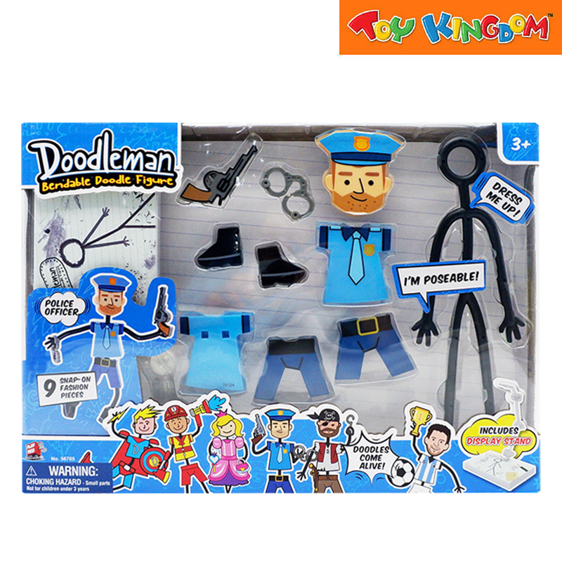 Playmind Doodleman Dress Me Up Police Officer Bendable Doodle Figure