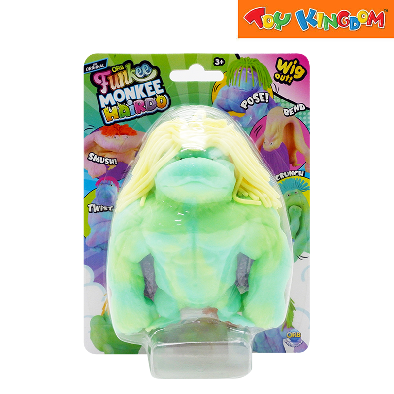 Orb Wig Out Funkee Monkee Hairdo Green With Yellow Hair Squishy Toys