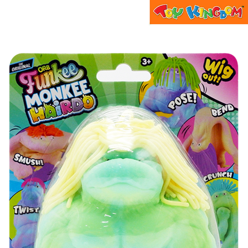 Orb Wig Out Funkee Monkee Hairdo Green With Yellow Hair Squishy Toys