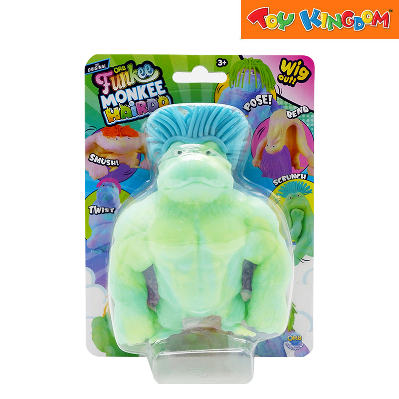 Orb Wig Out Funkee Monkee Hairdo Green With Blue Hair Squishy Toys