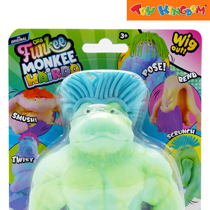 Orb Wig Out Funkee Monkee Hairdo Green With Blue Hair Squishy Toys