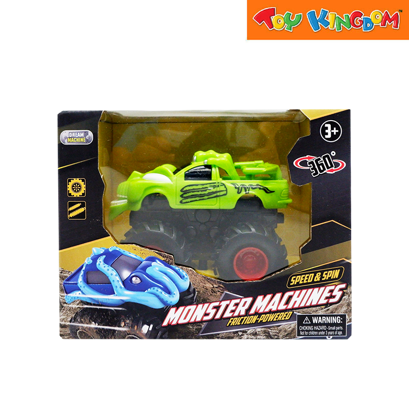 Dream Machine Monster Machines Friction Powered Speed & Spin 360 Yellow Green Die-cast