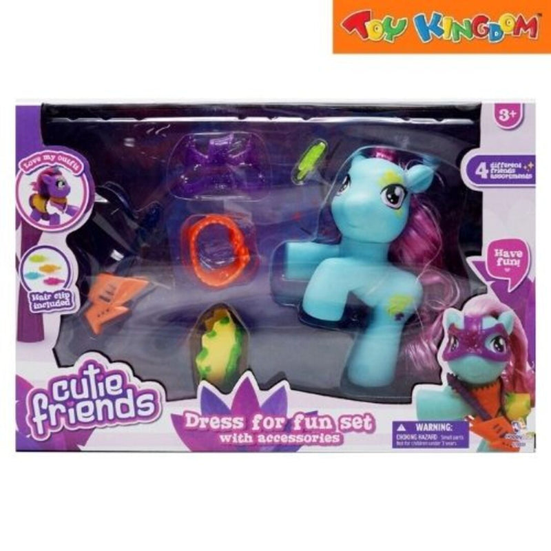 Happy Line Cutie Friends Love My Outfit Blue Pony With Guitar Set