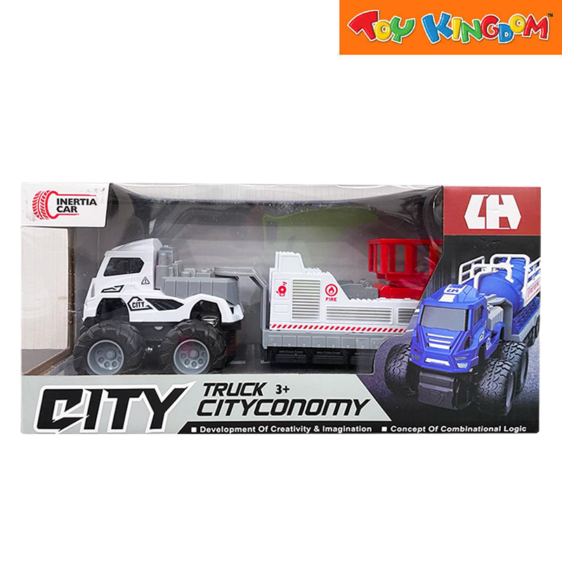 City Truck White Friction Car Fire Fighting Die-cast